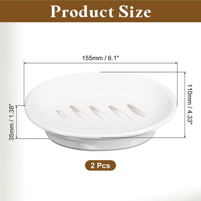 sourcing map Soap Container, 2Pcs 15.5x11cm Plastic Soap Dish with