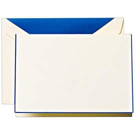 Crane & Co. Regent Blue Bordered Ecruwhite Note with Liner (CF1430)