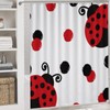 Cute Red Ladybug 4 Piece Shower Curtain Sets, Non-Slip Rugs,