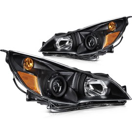 LSAILON Fit For Subaru Legacy 2010-2014 For Subaru Outback 2010-2014 Headlight Assembly Clear Lens Black Housing Amber Reflector Driver and Passenger Side