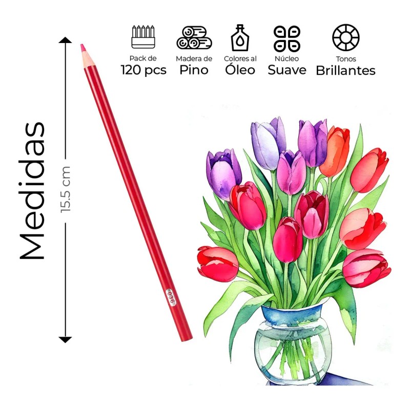 Juego De Lapices Para Dibujar Pintar De Colores Vibrantes 120
