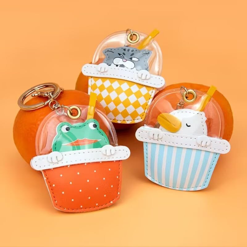 [LeChengMM] Creative Funny Milk Tea Bubble Cup Hidden Cartoon Keychain