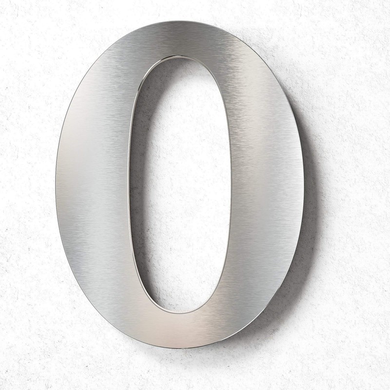 N-02-0-E Stainless Steel House Number 0 - Solid, Weatherproof and