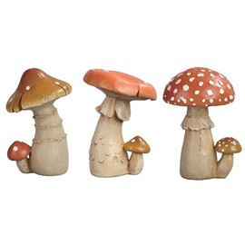 ICE ARMOR 3-PC Set 4.25" H Mushroom Set Figurine Statue Sculpture Ornament Decoration Home/Room Decor Ideas for Housewarming, Holidays and Birthdays Great Collectible Addition
