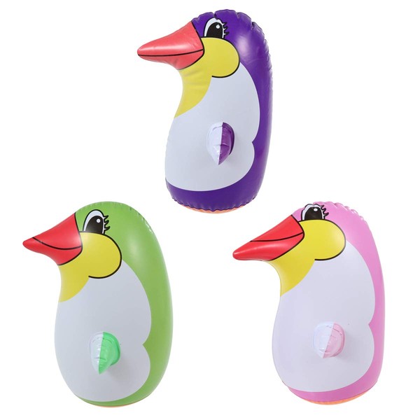 TOYANDONA Pack of 3 Inflatable Penguin Toy Soft Tumbler Inflatable