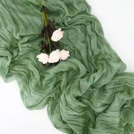 CAPASTEC Cheesecloth Table Runner, Rustic Cheesecloth Table Runner for Wedding Easter Decoration, 118.11" L x 35.43" W, Green