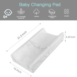 YENING Waterproof Baby Diaper Changing Pad for Dresser with Washable Cover Contoured Changing Table Pad 31.5" x 16" Grey