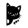 Hyokkori Cat Cutting Sticker Decal (Black, Cat Only A Reverse)