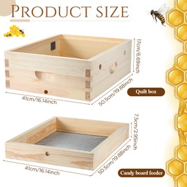 Thyle 10 Frame Beehive Candy Board and Quilt Box Combo Set, Assembled Bee Candy Boards Feeder Beehives Boxes Moisture Quilt Box for Honey Candy Feed Bees Winter Preparation for Beekeepers
