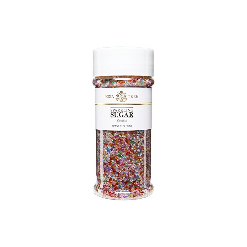 India Tree Confetti Sparkling Sugar, 7.5 oz | Vibrant Rainbow