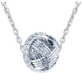 feilok 925 Sterling Silver Necklaces for Women Knitted wool ball Necklace Jewelry for Women Silver Necklace