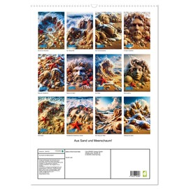 Aus Sand und Meerschaum! (Wandkalender 2026 DIN A2 hoch), CALVENDO Monatskalender: Skulpturen und Sandgebilde am Strand! (CALVENDO Natur)
