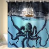 Shocur Black Nautical Octopus Shower Curtain, Funny Ocean Kraken Tentacles