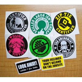 Unbranded/Generic 8 Funny Hard Hat Stickers / Shovel Operator Skilled Labor Zip Tie Laborer Decals