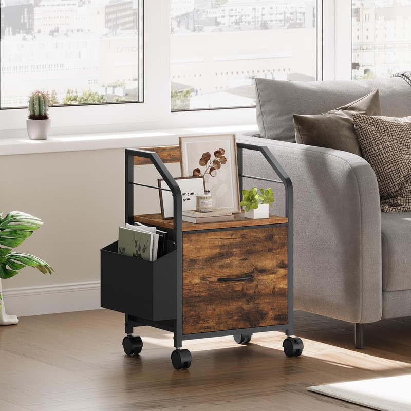 MAHANCRIS Small File Cabinet, Rolling Filing Cabinet for Under Desk