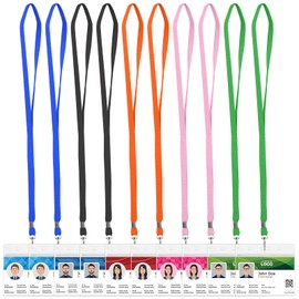 Lanyard with Card Holder, 10 Pcs Lanyard with 10 Pcs Card Holder,Waterproof Plastic Badge Holders, Orange, Pink, Green, Black, Blue, Lanyards for Id Card, Work, Keys Strap, Office School Card Keys