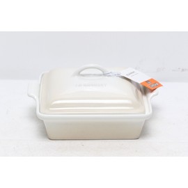 Le Creuset Heritage Stoneware Shallow Square Covered Baking Dish 1.6L Meringue