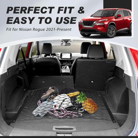 Karltys Floor Style Cargo Net for Nissan Rogue 2021-2024 2025 (Not for Rogue Sport), Highly Elastic Rear Trunk Mesh Cargo Net for Rogue, Heavy Duty Nylon Cargo Netting Organizer