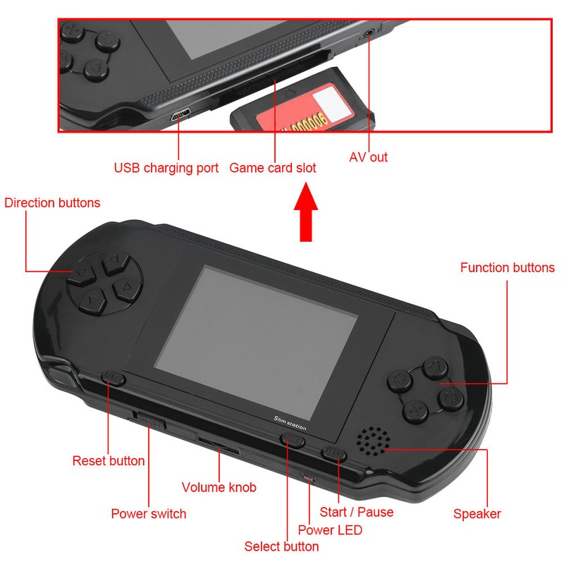 PXP3 Slim Station 16 Bit Portable Handheld Game Player Video