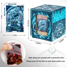 sabermaster Card Deck Box for YGO MTG Deck Box 110+ Double Sleeved Cards Storage Box Trading Card Games Leather Card Storage Box with card divider,Laser Card,Card Holder (White Dragon)
