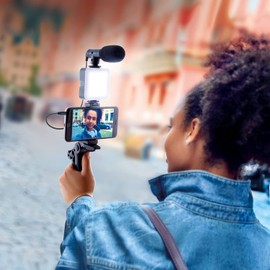 Studio Creator Podcast and Vlogging Kit, Phone Holder, LED Light, Microphone + Tripod, Create Content On The Go, Age 6+, White