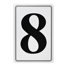 M METERXITY Aluminum Number Sign 8, 11.8 Inch House Numbers and Metal Letters, Parking Spot Letter Signs, Metal Letter Wall Decor for Garden/Door/Mailbox [Black Text On White]