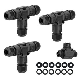 wiigd IP68 Waterproof 3-Way 3-Pole Cable Connectors – UL Listed Electrical Junction Box for Cables Ø5-12mm, Outdoor & Underground Use(Pack of 3)