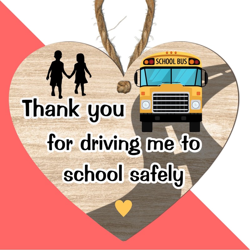 Thank You School Bus Driver Heart Plaque - Gift from