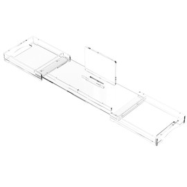 WINFFOR Acrylic Bathtub Tray, Expandable Bathtub Caddy, 1 or 2 Person Bath Tray, Luxury Bath Caddy Adjustable Bath Tub Table Caddy (Clear)