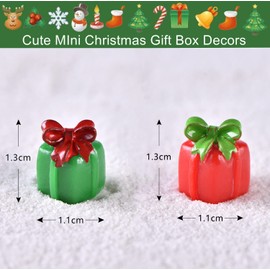 Acewen 24Pcs Mini Box Bowknot Ornaments Green Red Present Box Resin Miniatures for Xmas Miniature Scenes Micro Landscape Accessories DIY Xmas Crafts Tabletop Decors