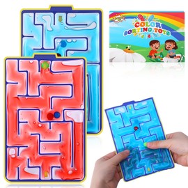 GSrenyu 2 Pack Maze Squishy Fidget Toys for Kids Adults, Gel Filled Picky Pad Reusable Sensory Stress Travel Toys for Toddlers on Plane (Blue & Red)