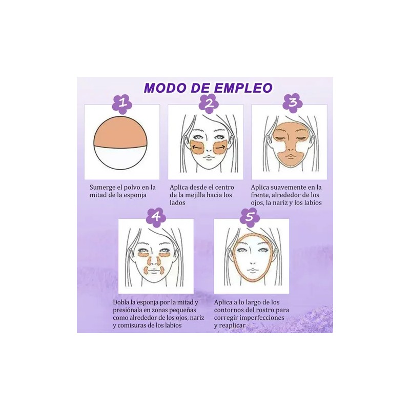 Base Maquillaje Polvo Compacto Matte Con Espejo Lavanda