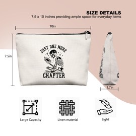 EKGJW Reading Skull Makeup Bag Make Up Bag, Reader Bookworm Cosmetic Bags for Women,Bookish Bookworm Gifts for Women Teen Girls