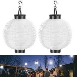 Lunartec Large Solar Lantern: Set of 2 Solar LED Lanterns, Twilight Sensor, IP44, Warm White, 20 cm Diameter (Solar Lantern for Outdoors, LED Solar Lantern White, Twilight Sensor)
