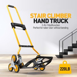 New Stair Dolly Climber 220LB, Foldable Hand Dolly Cart Moving for Stairs with Telescoping Handle and Rubber Wheels