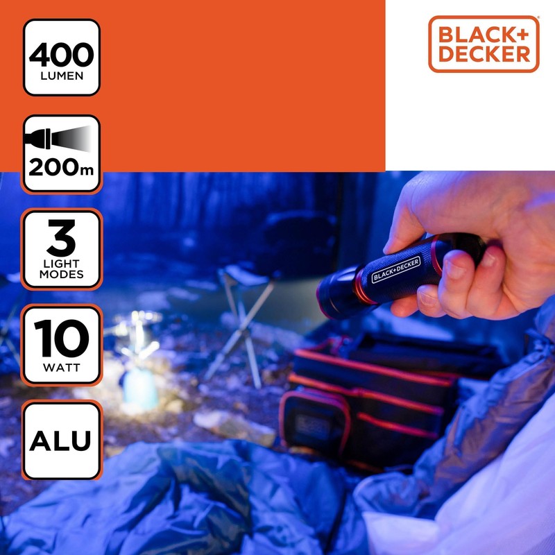 BLACK+DECKER LED Torch 400 Lumen - 10W - 200M Range