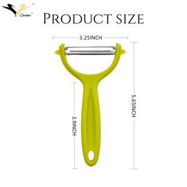 Castaic Stainless Steel Julienne Peeler for Peeling Vegetables and Fruits, Kitchen Accessories，Multifunction (Green-Flat)