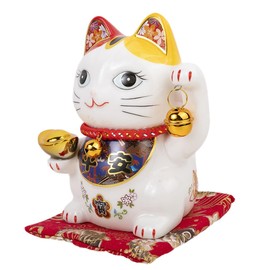 lachineuse Cat of Happiness and Happiness - The Japanese Maneki Neko - White - Piggy Bank - Japanese Decoration Object - Japanese Asian Gift Idea