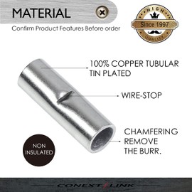 Conext Link BCU4-8 Uninsulated Butt Connector 8 Pack (4 Gauge)