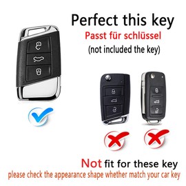 HIBEYO Smart Car Key Case Fits VW Key Cover Protective Case for Golf 7 Polo Passat T-Rock Skoda Seat 3 Buttons Remote Control Accessories Key Fob 3 Buttons TPU Leather Texture Red