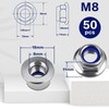 Mbsomnus Hex Nuts M8, Pack of 50 Flange Nuts M8