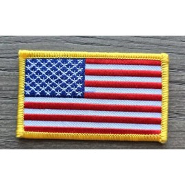 Unbranded USA AMERICAN US FLAG YELLOW BORDER HIGH QUALITY EMBROIDERED IRON ON PATCH