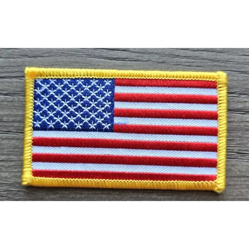 Unbranded USA AMERICAN US FLAG YELLOW BORDER HIGH QUALITY EMBROIDERED