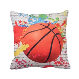 Basketball Throw Pillow Covers 18x18 Sports Pillow Cases with Zipper Pillowcase for Women Men Daughter Son Birthday Gifts for Friend Cushion Covers for Couches Sofas Throw Pillow Cushion Cover