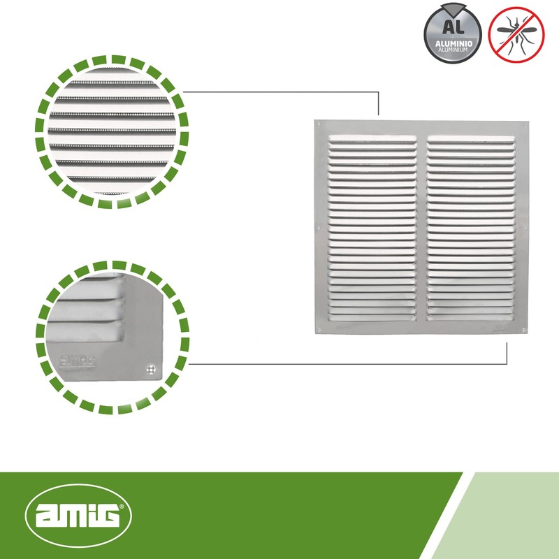 Amig - Square Aluminium Grille with Mosquito Net | Vents