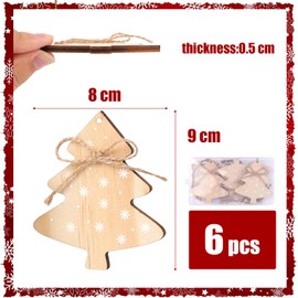 MEJOSER Pack of 6 Wooden Christmas Tree Decorations Angel Christmas Decoration Tree Decoration Christmas Tree Pendant Christmas Tree Decoration Christmas Decoration for Hanging 9 cm (Angel)