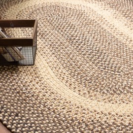 Super Area Rugs Ridgewood Premium Braided Rug for Kitchen and Home Decor Brown Velvet/Beige, 4' Round