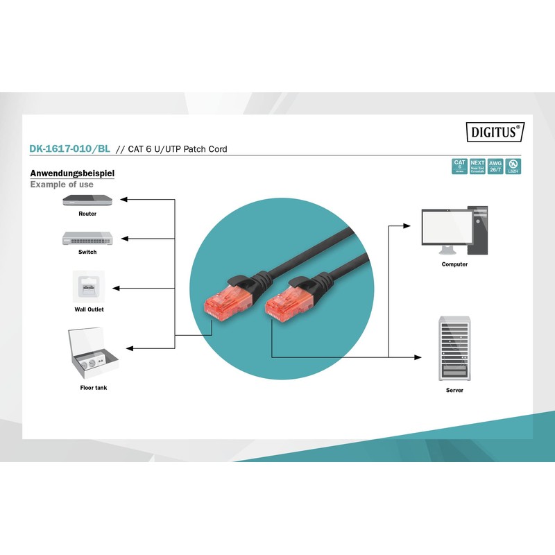 Digitus dk-1617 – 010/BL 1 m Cat6 U/UTP (UTP) Black