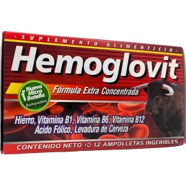 Hemoglovit Suplemento Alimenticio Con Hierro Vitamina B12 Sabor Cereza
