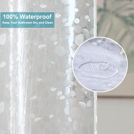 Shower Curtain Liner 76 Inches Long, 3D EVA Heavy Duty Vinyl Plastic Shower Curtain Liner with 3 Strong Weights and 12 Grommet Holes, Pebble, 72 x 76 Inch